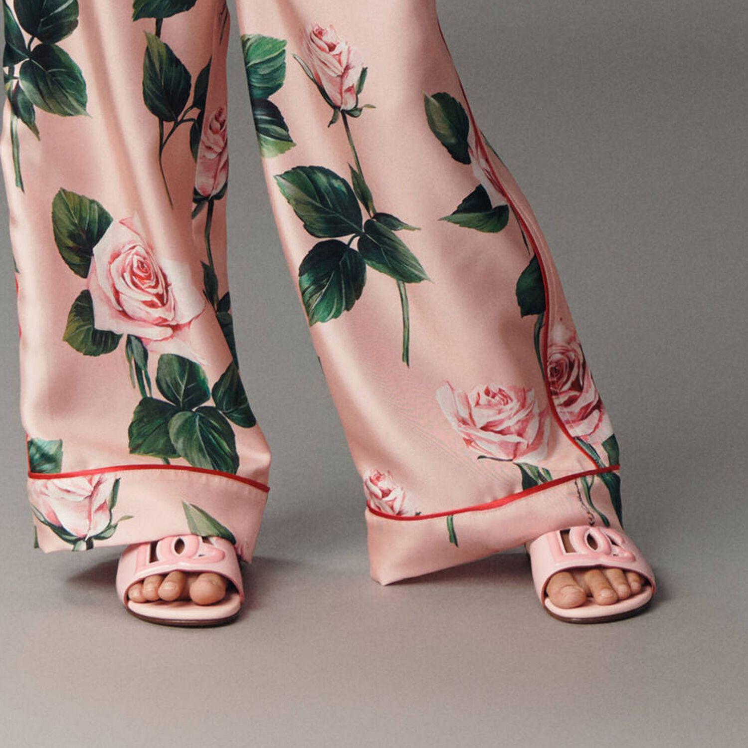 Girls Pink Leather Logo Sliders, 1, hi-res