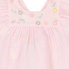 Baby Girls Pink Embroidered Romper, 1, hi-res