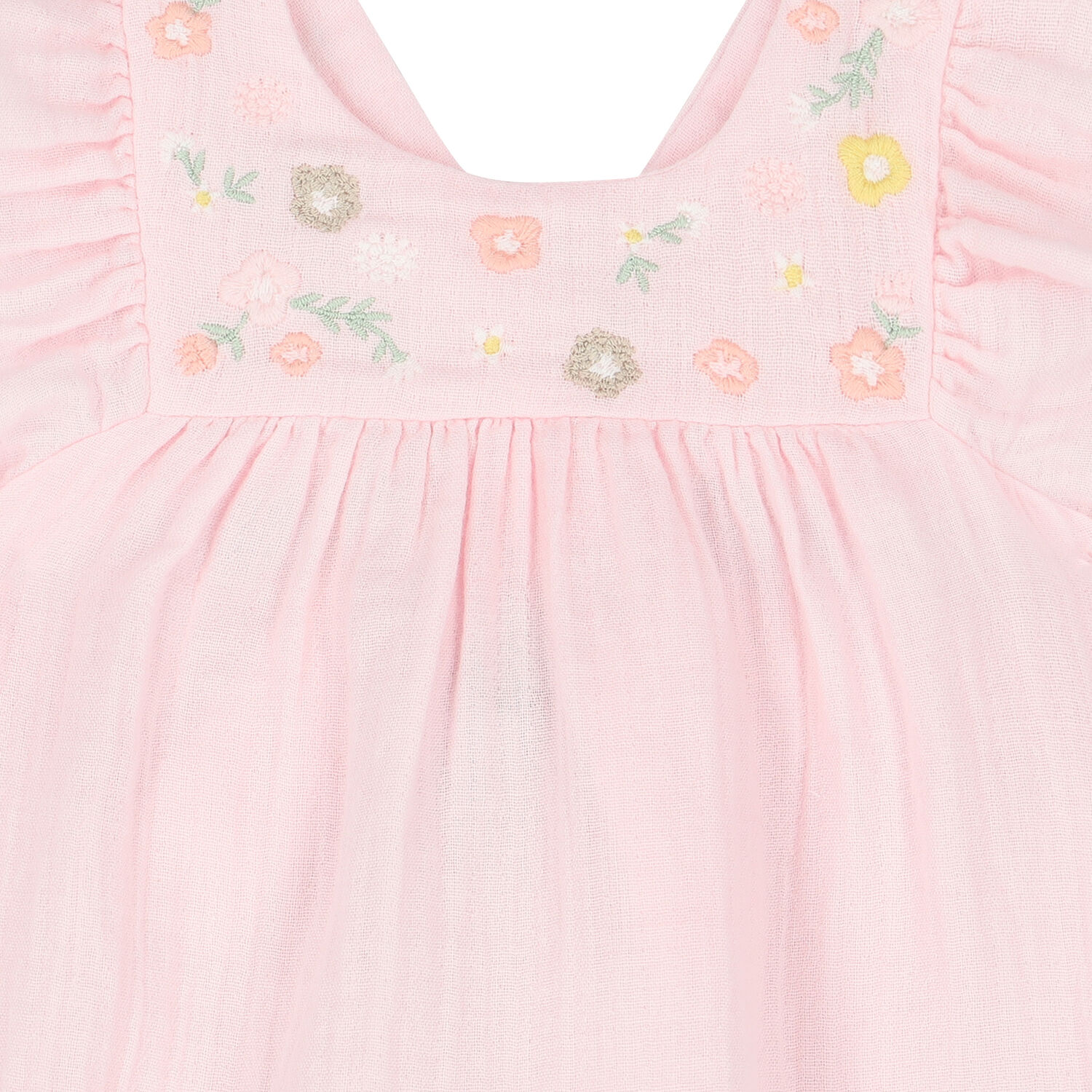 Baby Girls Pink Embroidered Romper, 1, hi-res