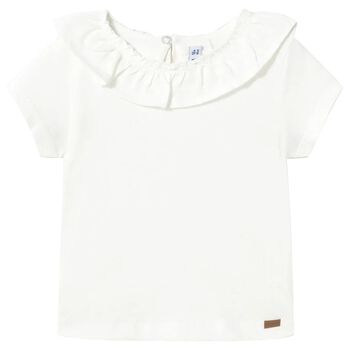 Girls Ivory Ruffled Top