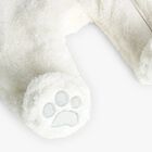 Ivory Bear Fleece Baby Pramsuit, 1, hi-res