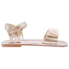 Girls Gold Leather Tulle Bow Sandal, 2, hi-res