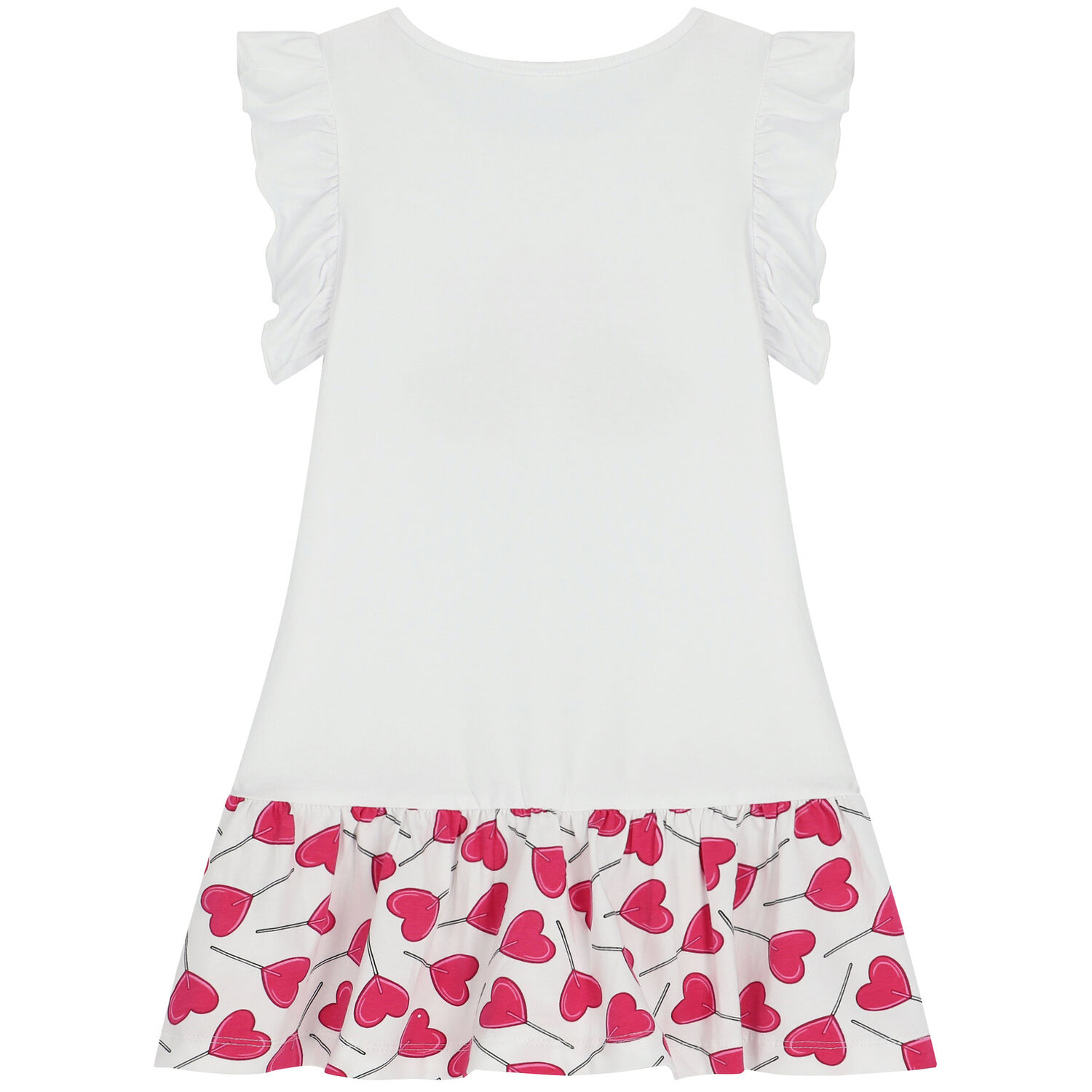 Girls Pink & White Sequin Heart Dress, 1, hi-res