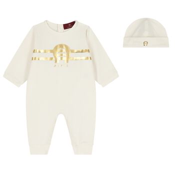 Ivory & Gold Logo Romper Gift Set