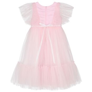 Girls Pink Ruffled Tulle Dress