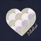 Girls Navy Blue Logo Heart T-Shirt, 2, hi-res