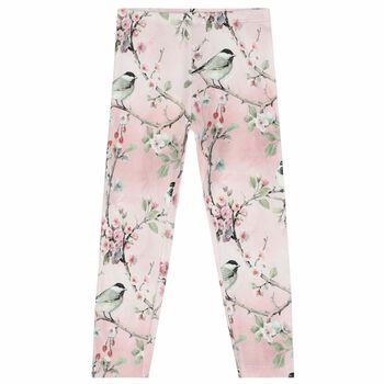 Girls Pink Floral Leggings