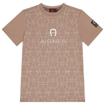 Boys Beige Logo T-Shirt