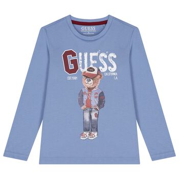 Boys Blue Teddy Bear Long Sleeve Top