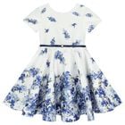 Girls White Floral Satin Dress, 2, hi-res