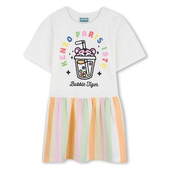 Girls Ivory Bubble Tiger Dress