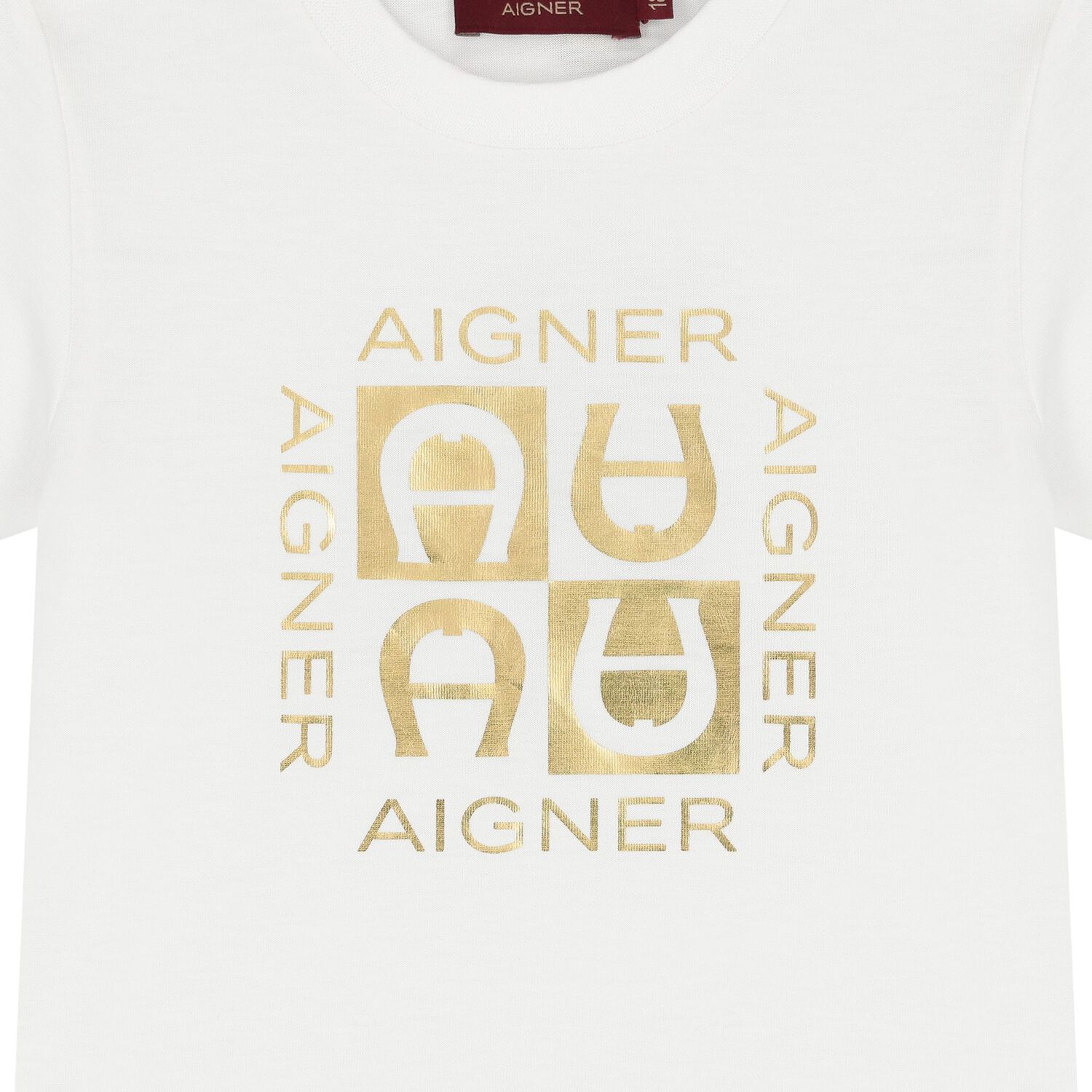 Younger Boys White & Gold Logo T-Shirt, 1, hi-res image number null