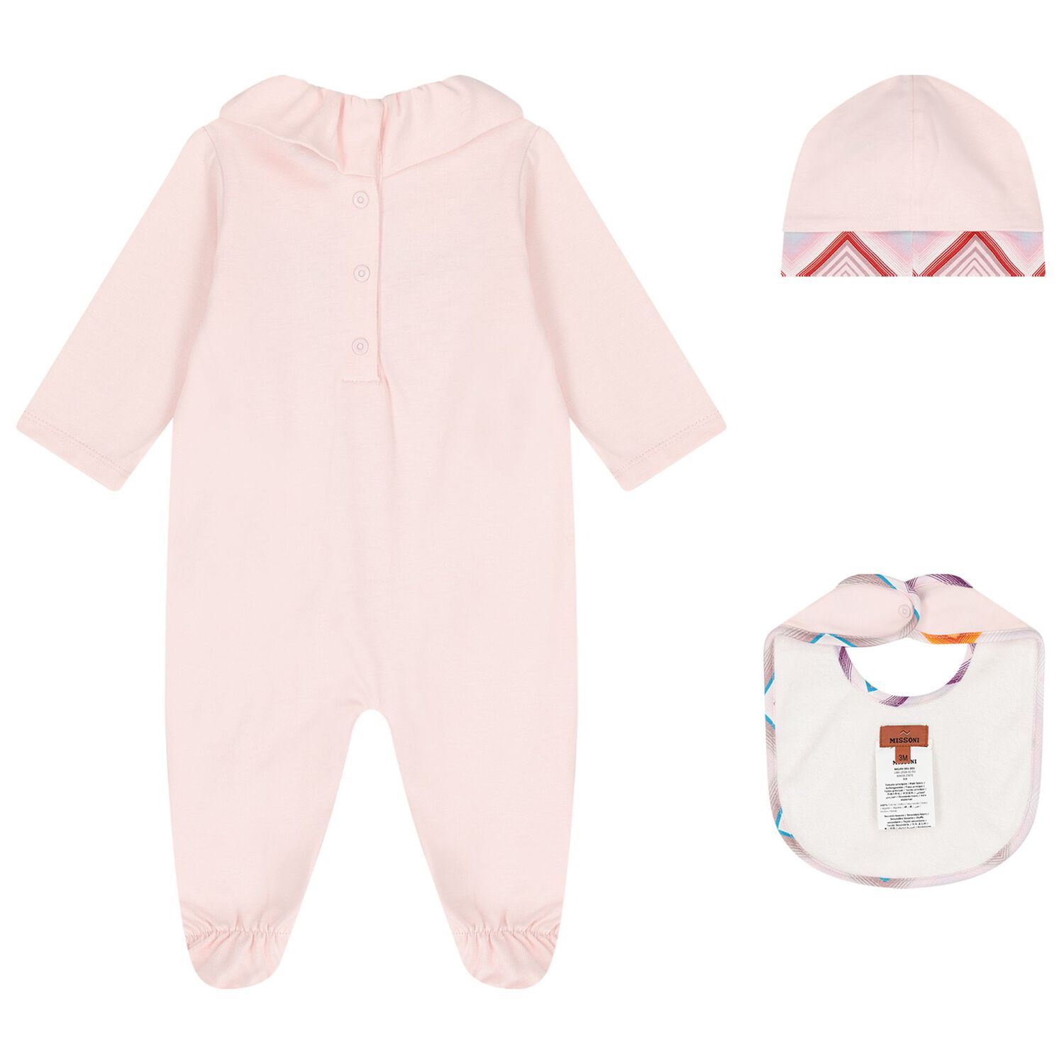 Baby Girls Pink Logo Zig Zag Babygrow Gift Set, 1, hi-res