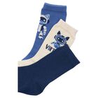 Boys Blue, Ivory & Navy Blue Robot Socks ( 3-Pack ) , 1, hi-res