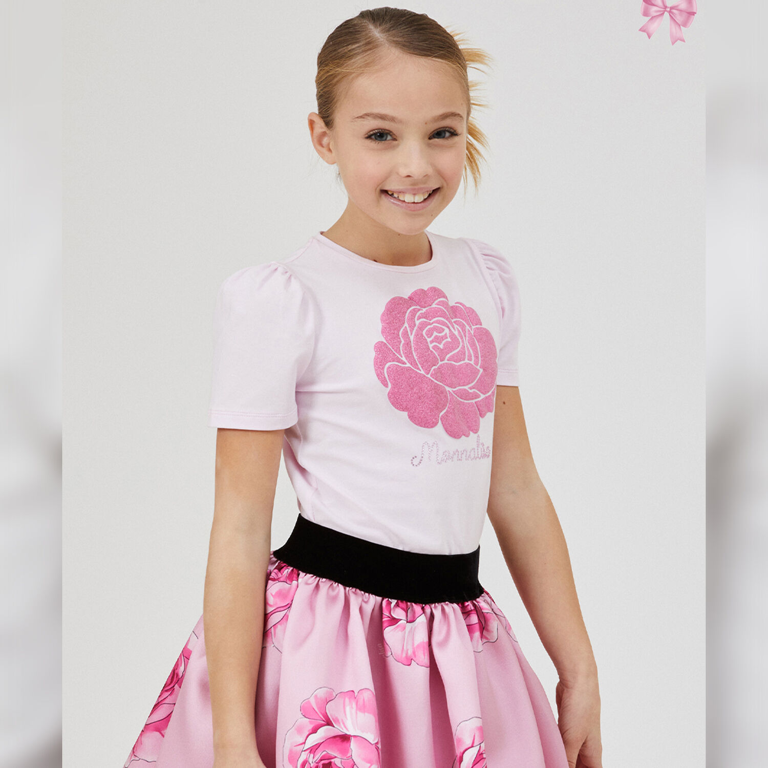 تيشيرت بنات بالشعار باللون الوردي, 2, hi-res