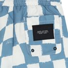 Boys Blue & White Checkerboard Swim Shorts , 1, hi-res