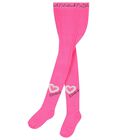 Girls Pink Logo Heart Tights, 1, hi-res