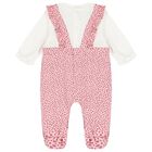 Baby Girls White & Pink Logo Babygrow, 1, hi-res