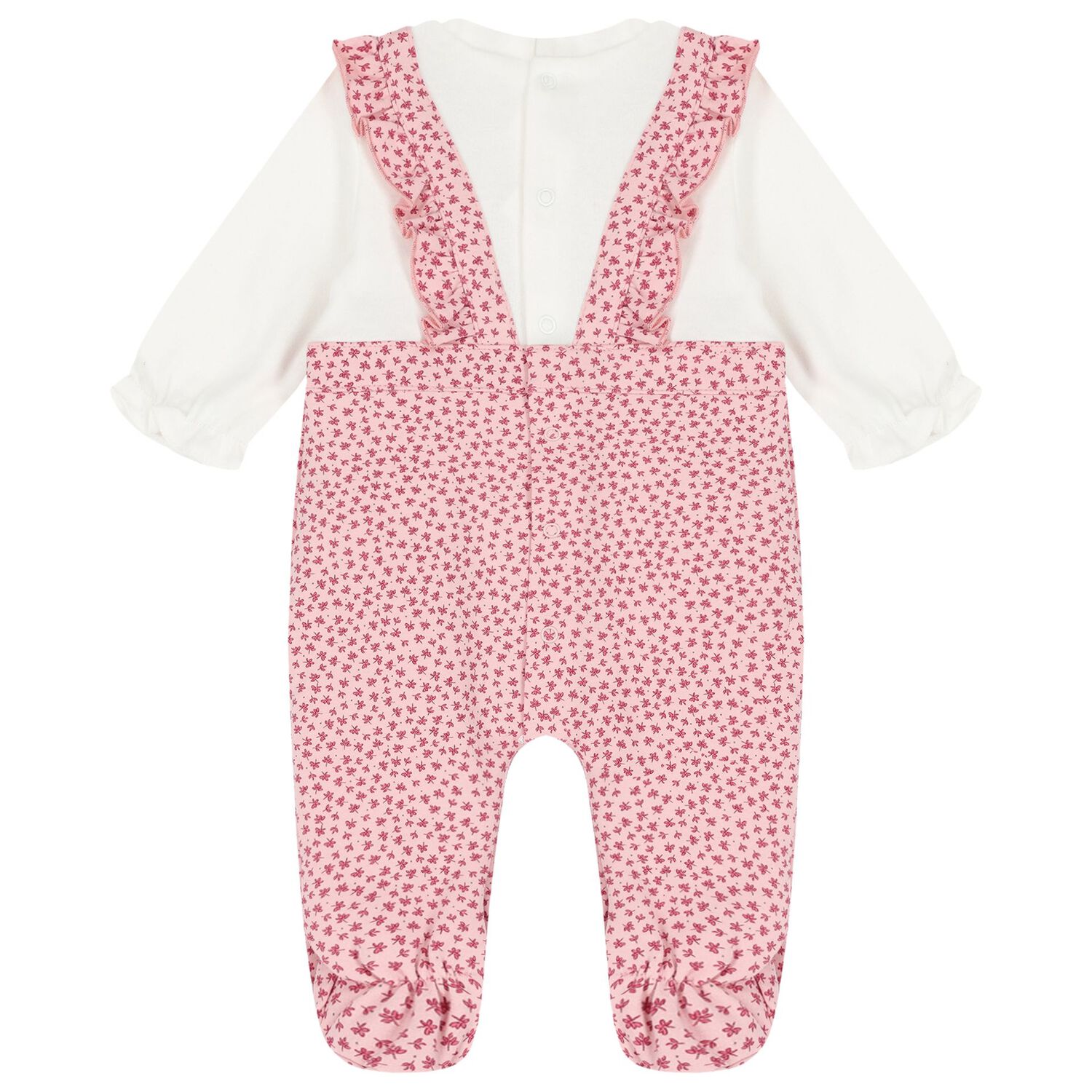 Baby Girls White & Pink Logo Babygrow, 1, hi-res