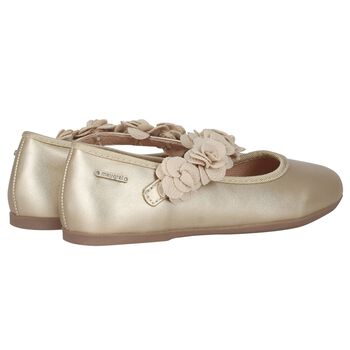 Girls Gold Floral Shoes