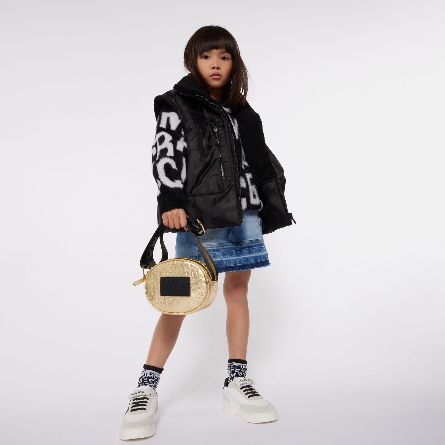 Girls Gold Logo Handbag, 1, hi-res