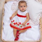 Baby Girls White & Red Floral Dress Set, 1, hi-res