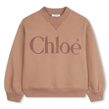 Girls Beige Logo Sweatshirt