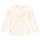 توب بنات بأكمام طويلة بطبعة فيونكة باللون العاجي , 4, hi-res