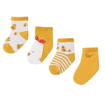 Baby Girls White & Yellow Socks ( 4 Pack )