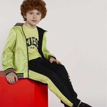 Boys Black & Green Logo Joggers