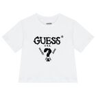 Girls White Logo Sequin T-Shirt, 1, hi-res