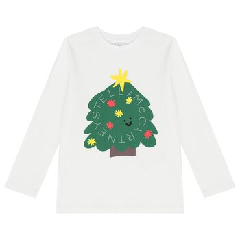 White Christmas Tree Long Sleeve Top