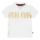 قميص بولو بشعار أبيض للأولاد الصغار, 1, hi-res