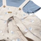 Baby Boys Blue & Beige Dungaree & Hat Set, 1, hi-res