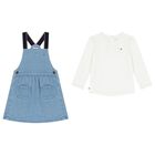  فستان للبنات بالشعار باللون الأبيض و الأزرق, 1, hi-res