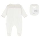 White & Beige Logo Babygrow Set, 5, hi-res