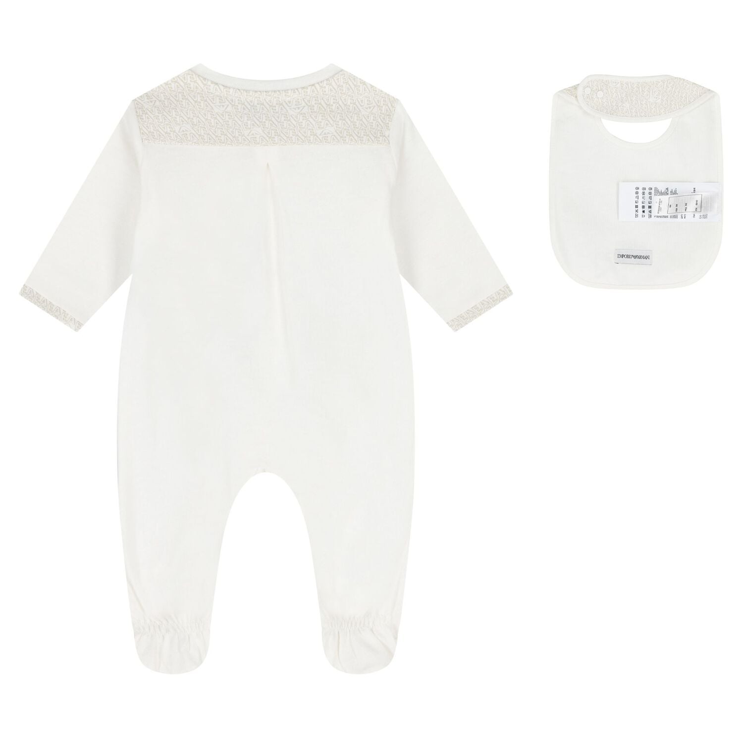 White & Beige Logo Babygrow Set, 5, hi-res