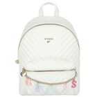 حقيبة بنات ظهر بالشعار باللون الأبيض, 1, hi-res