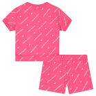 Girls Pink Logo Shorts Set, 1, hi-res