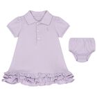 Baby Girls Purple Logo Dress, 1, hi-res