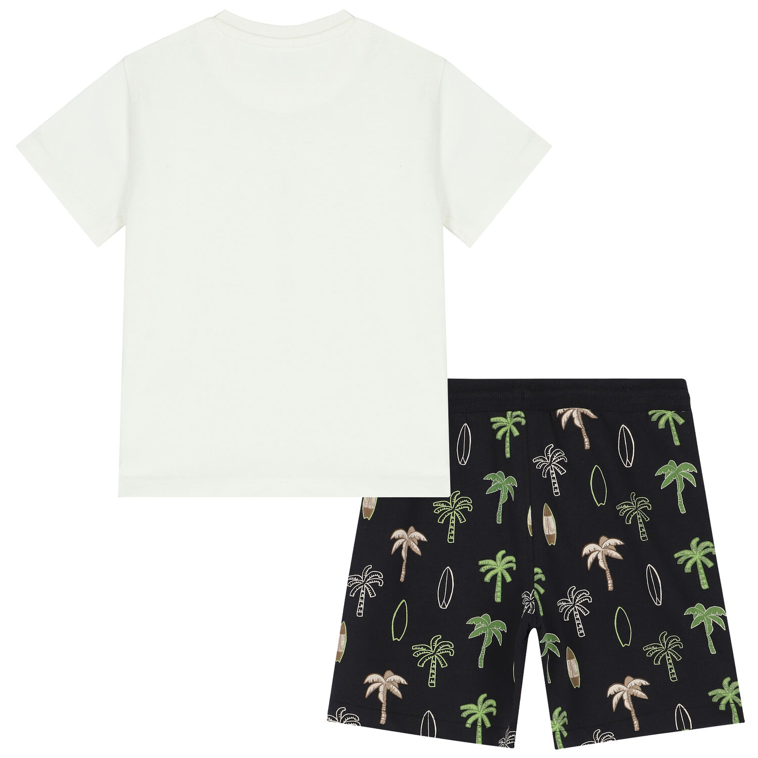 Boys Ivory & Black Graphic Shorts Set, 1, hi-res