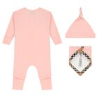 Baby Girls Pink & Beige Romper Gift Set, 3, hi-res