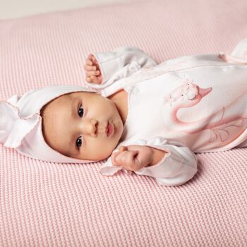 Baby Girls White Swan Babygrow