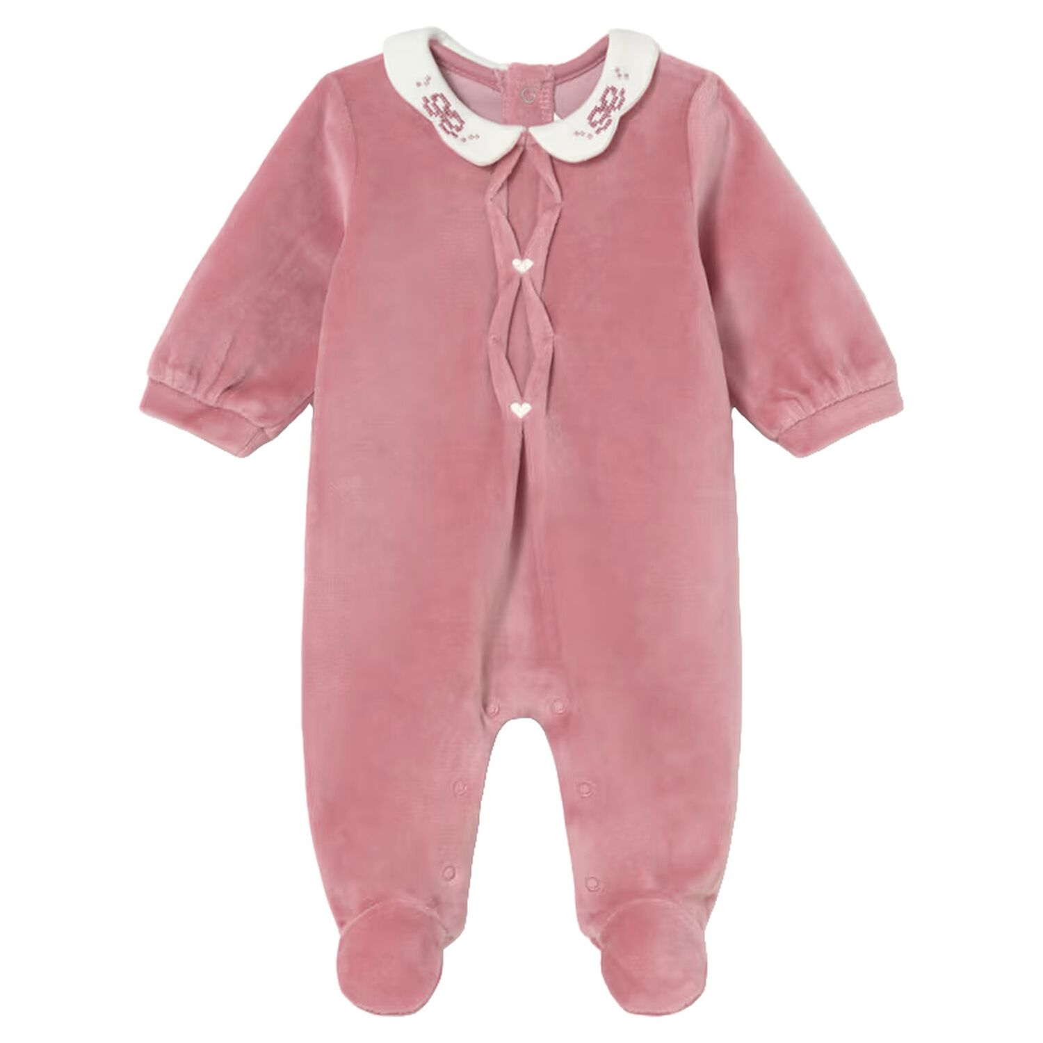 Baby Girls Pink Heart Babygrow, 1, hi-res