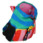 Girls Blue & Green Striped Backpack, 1, hi-res