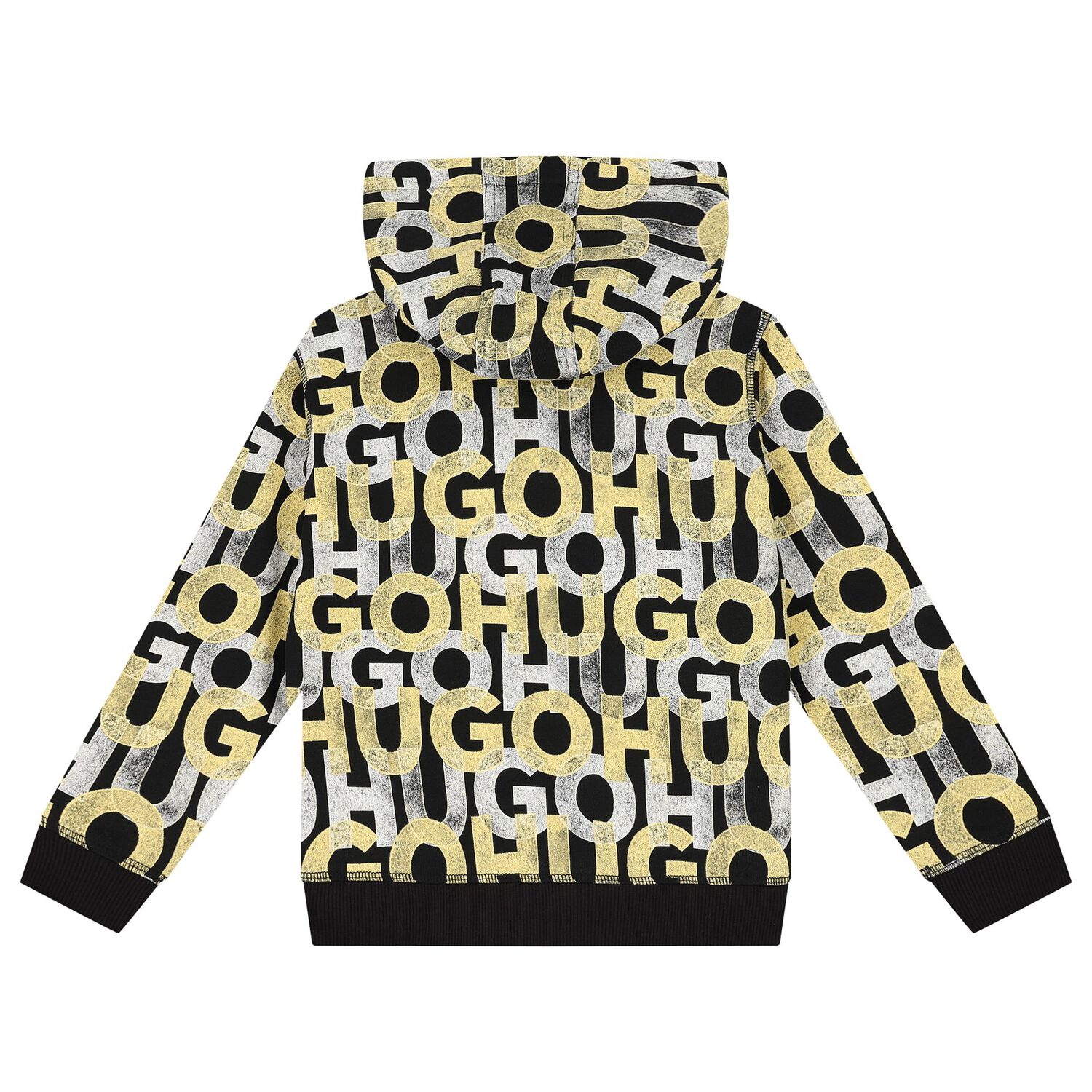 جاكيت بغطاء رأس وسحّاب بأحرف أولية باللون الأسود للأولاد, 1, hi-res image number null