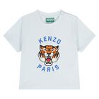 Younger Boys Blue Tiger Logo T-Shirt, 1, hi-res