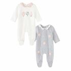 Girls Ivory & Pink Babygrows (2 Pack), 2, hi-res