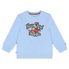 سويتشيرت أولاد بالشعار باللون الأزرق, 1, hi-res