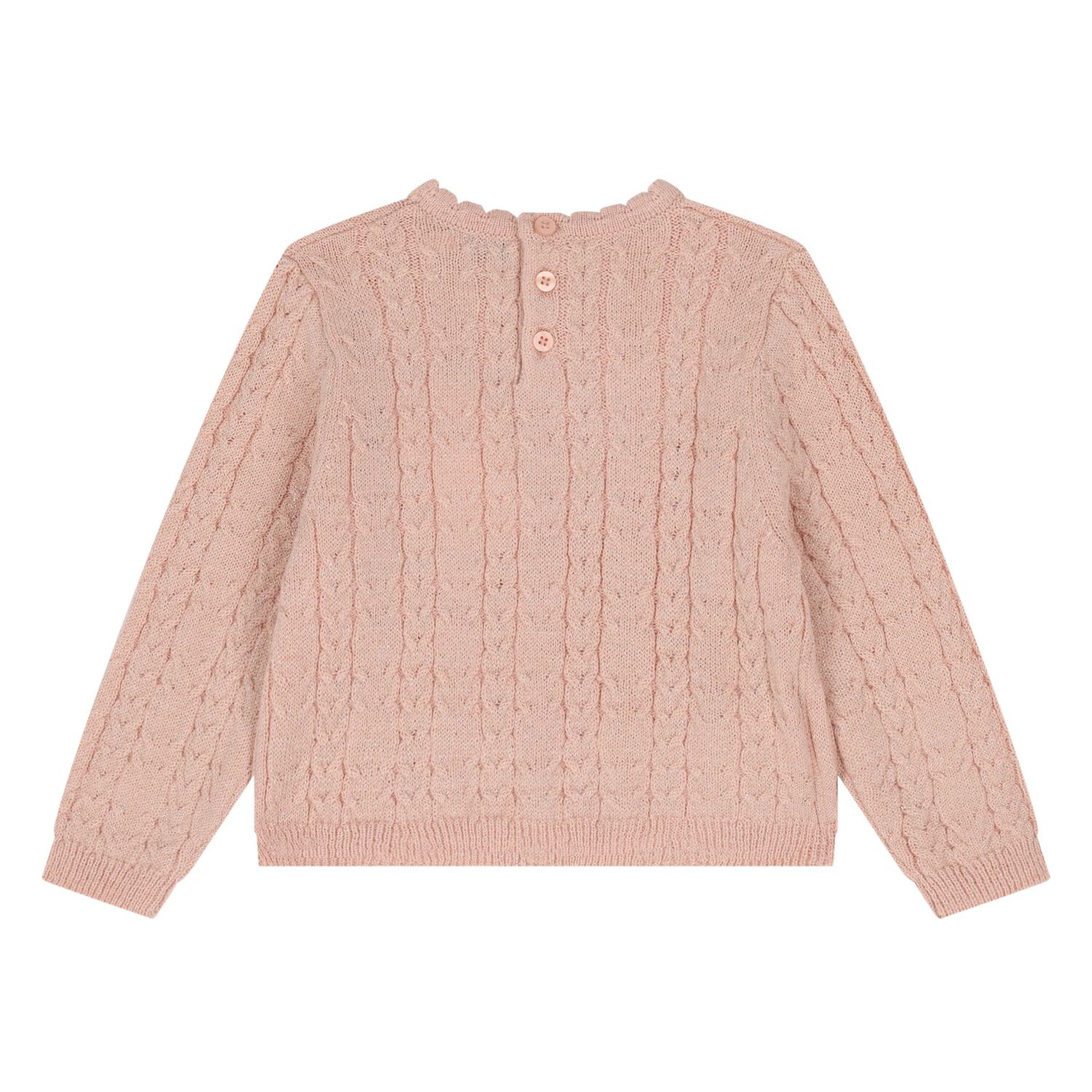 Younger Girls Pink & Beige Cable Knit Skirt Set, 1, hi-res